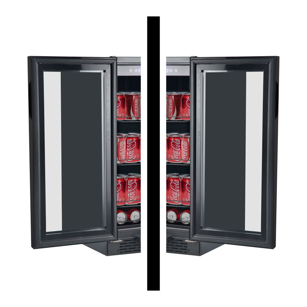 15″ Wide Built-in/Freestanding Black Glass 80-can capacity 3.4 cu ft. Beverage Refrigerator (BBR-801BG)