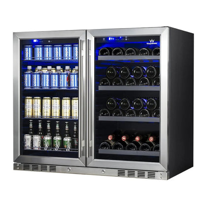 39" Wide Built-In/Freestanding Under Counter Wine And Beer Fridge Combo (KBU28LRX)