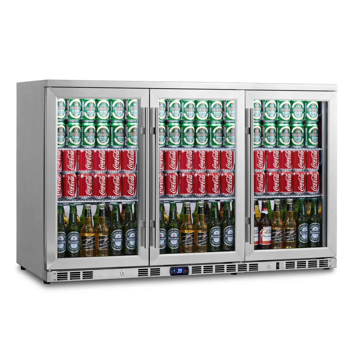 53" Built-in/Free Standing Heating Glass 3 Door Large Beverage Refrigerator (KBU328M)