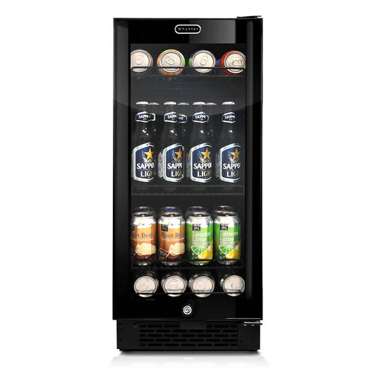 15″ Wide Built-in/Freestanding Black Glass 80-can capacity 3.4 cu ft. Beverage Refrigerator (BBR-801BG)