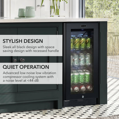 15″ Wide Built-in/Freestanding Black Glass 80-can capacity 3.4 cu ft. Beverage Refrigerator (BBR-801BG)