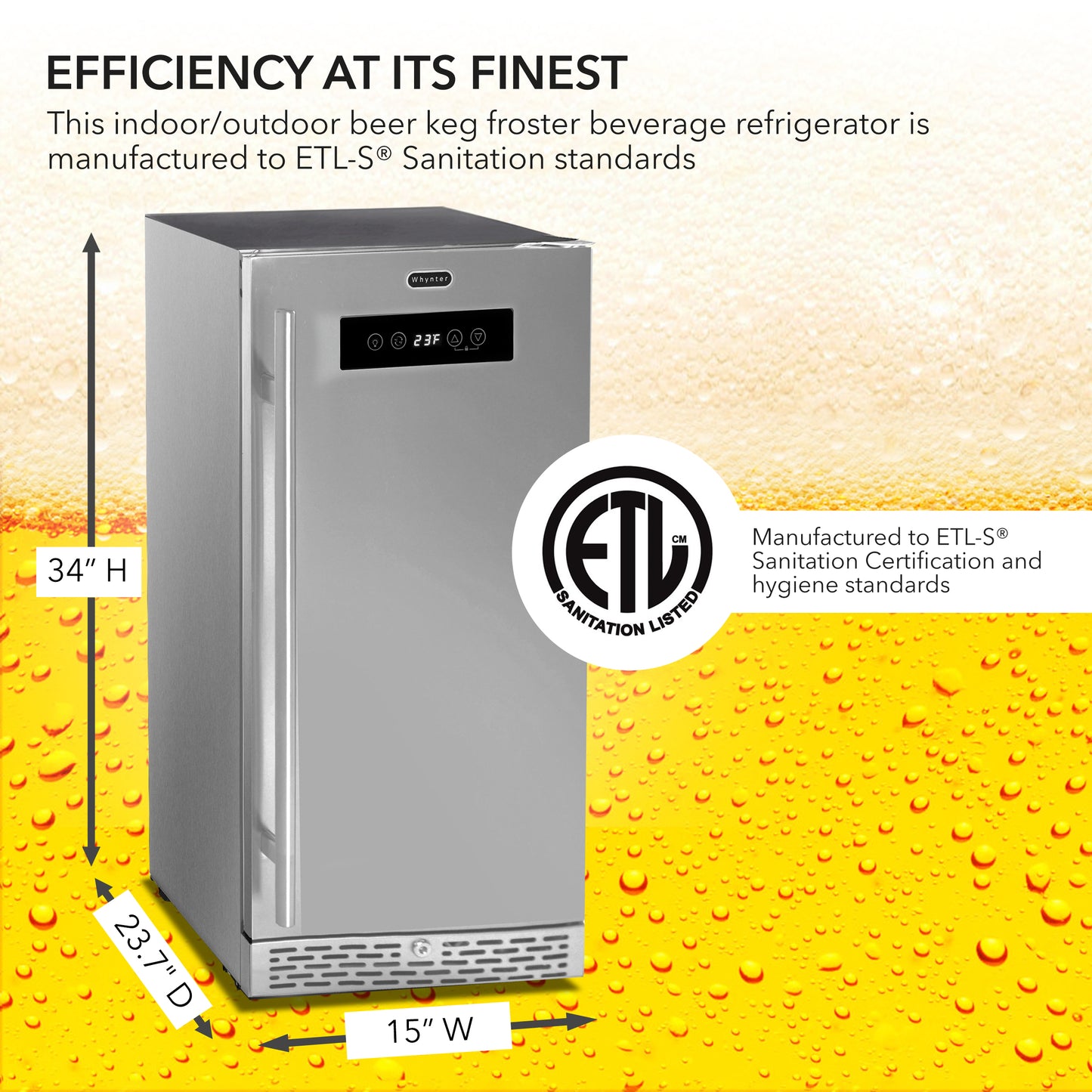 15″ Wide Built-in 2.9 cu. ft. Beer Keg Froster Beverage Refrigerator with Digital Controls – ETL Sanitation Mark (BEF-286SB)