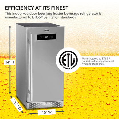 15″ Wide Built-in 2.9 cu. ft. Beer Keg Froster Beverage Refrigerator with Digital Controls – ETL Sanitation Mark (BEF-286SB)