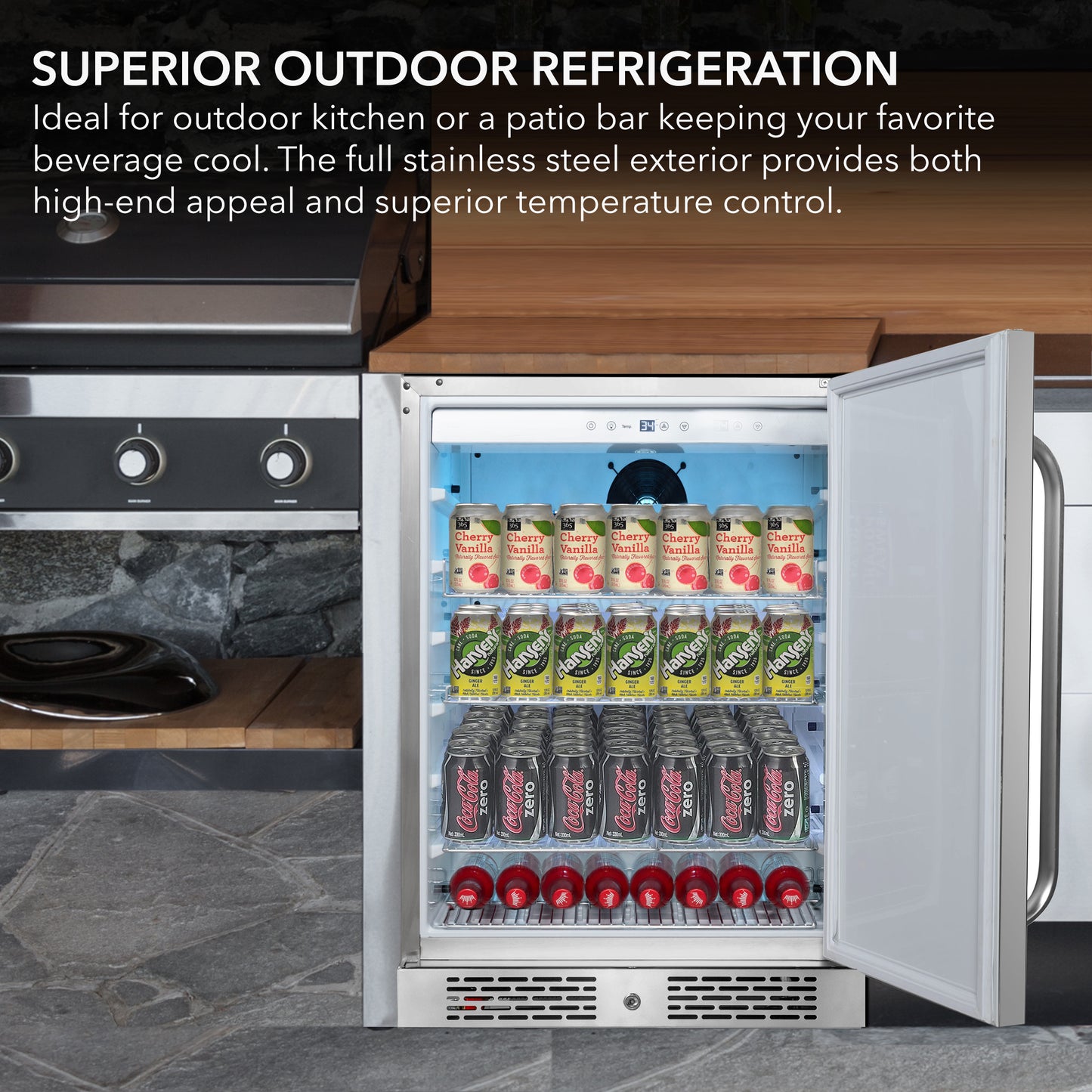 24″ Wide Built-In Energy Star 5.3 cu. ft. Indoor/Outdoor Beverage Refrigerator in Stainless Steel  (BOR-53024)