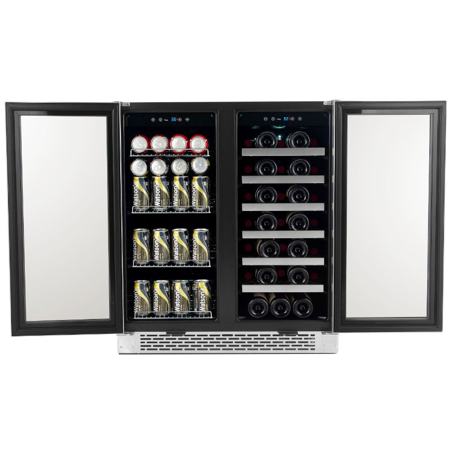 30″ Wide Built-In Dual Zone Beverage and Wine Center (BWB-3388FDS)