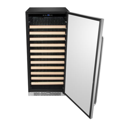 24″ Wide 100 Bottle Large Capacity Built-in Stainless Steel Wine Refrigerator (BWR-1002SD)