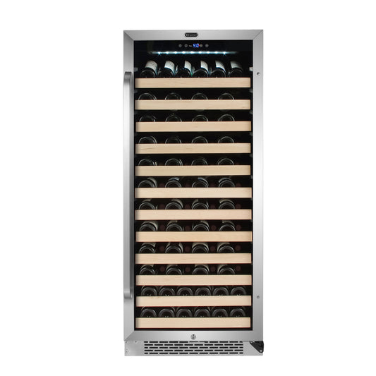 24″ Wide 100 Bottle Large Capacity Built-in Stainless Steel Wine Refrigerator (BWR-1002SD)