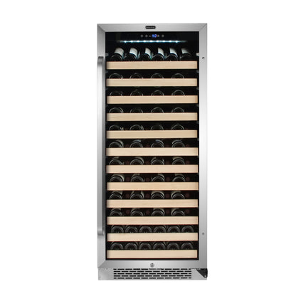 24″ Wide 100 Bottle Large Capacity Built-in Stainless Steel Wine Refrigerator (BWR-1002SD)