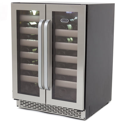 24" Wide 40 Bottle Seamless Stainless Steel Door Dual Zone Built-in Wine Refrigerator (BWR-401DS)