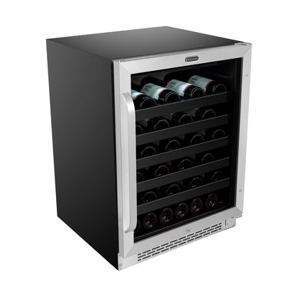 24″ Wide Built-In/Freestanding 46 Bottle Undercounter Stainless Steel Wine Refrigerator (BWR-408SB)