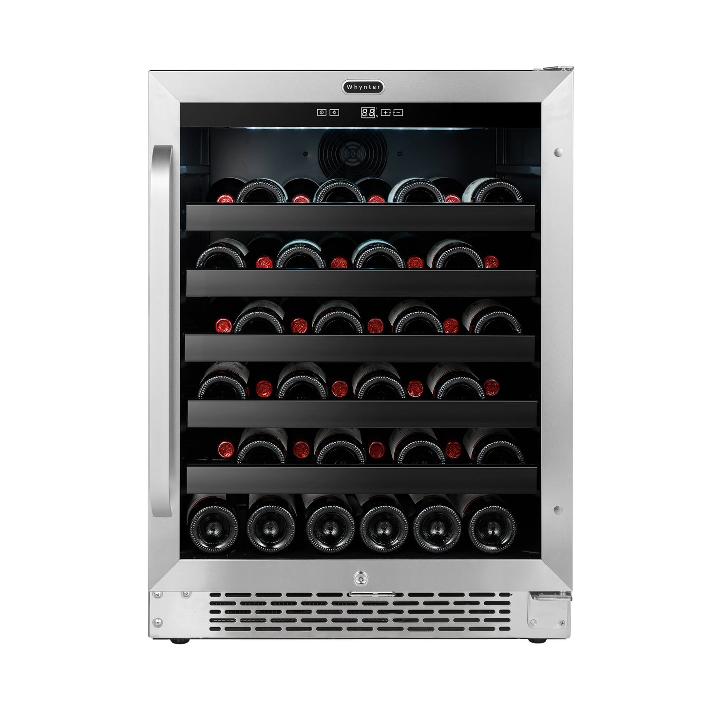 24″ Wide Built-In/Freestanding 46 Bottle Undercounter Stainless Steel Wine Refrigerator (BWR-408SB)