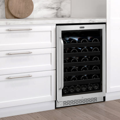 24″ Wide Built-In/Freestanding 46 Bottle Undercounter Stainless Steel Wine Refrigerator (BWR-408SB)