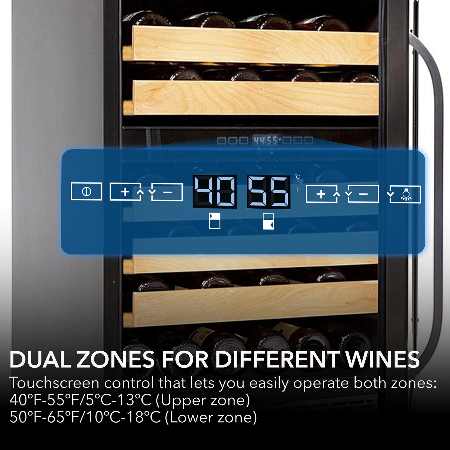 24″ Wide 46 bottle Dual Temperature Zone Built-In Wine Refrigerator (BWR-462DZ)