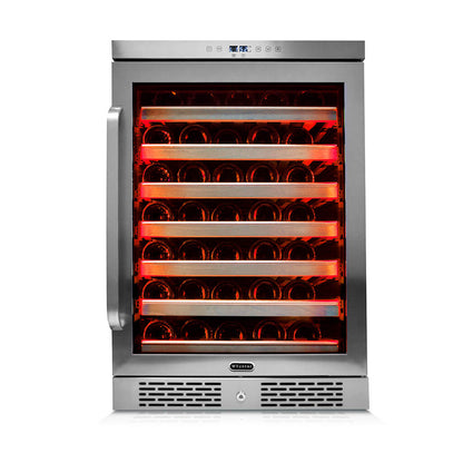 24″ Wide Built-in/Freestanding 54 Bottle Stainless Steel  Wine Refrigerator (BWR-545XS)