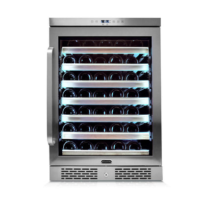 24″ Wide Built-in/Freestanding 54 Bottle Stainless Steel  Wine Refrigerator (BWR-545XS)