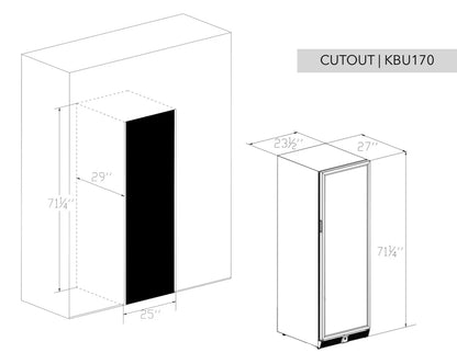 24" Wide Large Built-In/Freestanding Beverage Refrigerator With Clear Glass Door with Stainless Steel Trim (KBU170BX)