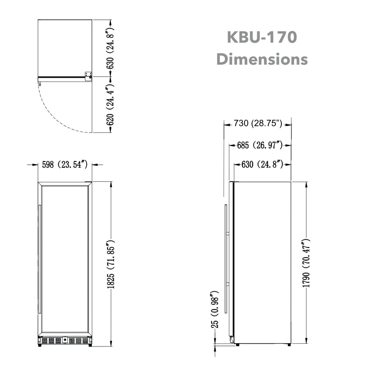 24" Wide Large Built-In/Freestanding Beverage Refrigerator With Clear Glass Door with Stainless Steel Trim (KBU170BX)