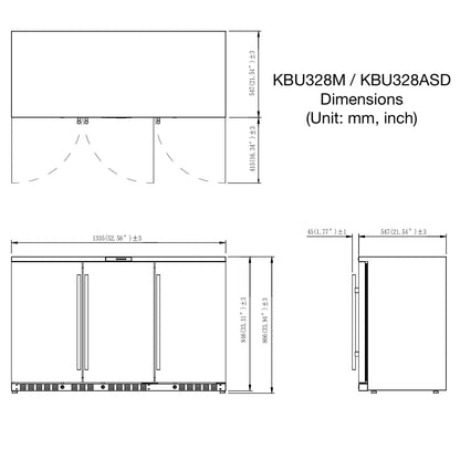 53" Built-in/Free Standing Heating Glass 3 Door Large Beverage Refrigerator (KBU328M)