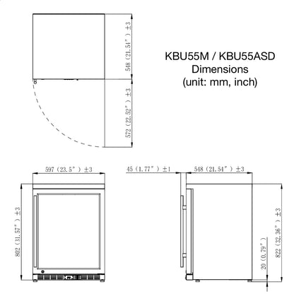 24" Wide Built-in/Freestanding Under Counter Beer Cooler Drinks Stainless Steel (KBU55M)