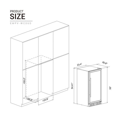 Empava 55" Tall Dual Zone Built-in/Freestanding  100 Bottle Wine Fridge (EMPV-WC06D)