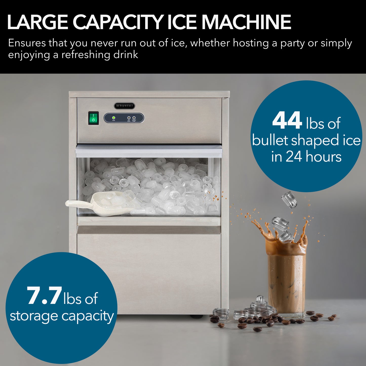 15" Wide 44 lbs. Capacity Portable Freestanding Ice Maker (FIM-450HS)