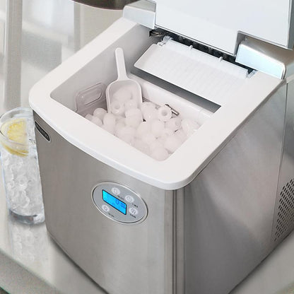 49lb Capacity Portable Stainless Steel Ice Maker with Water Connection (IMC-491DC)