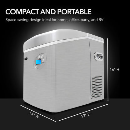 49lb Capacity Portable Stainless Steel Ice Maker with Water Connection (IMC-491DC)