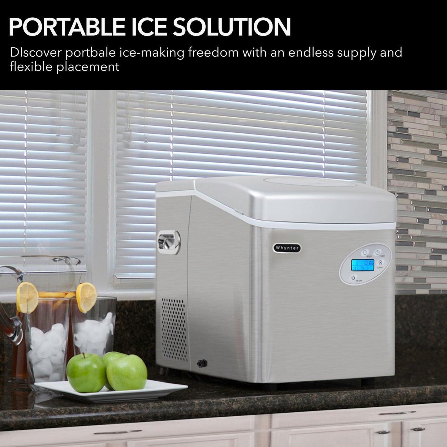 49lb Capacity Portable Stainless Steel Ice Maker with Water Connection (IMC-491DC)