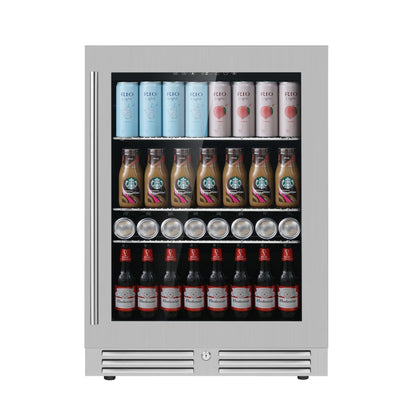 24" Wide Built-In/Freestanding Under Counter LOW-E Glass Door Beer Fridge (KBU145BX)