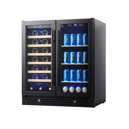 30" Wide Built-In or Freestanding Combination Beer and Wine Cooler with Low-E Glass Door (KBU165BW)