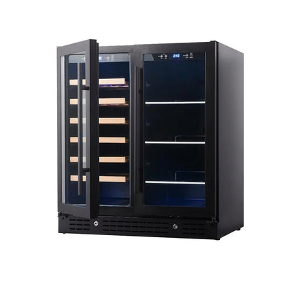 30" Wide Built-In or Freestanding Combination Beer and Wine Cooler with Low-E Glass Door (KBU165BW)