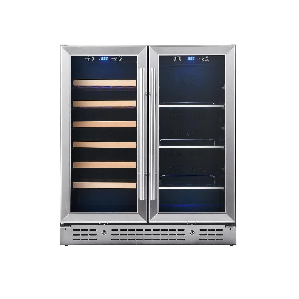 30" Wide Built-In or Freestanding Combination Beer and Wine Cooler with Low-E Glass Door (KBU165BW)