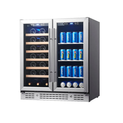 30" Wide Built-In or Freestanding Combination Beer and Wine Cooler with Low-E Glass Door (KBU165BW)