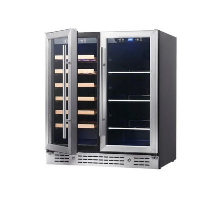 30" Wide Built-In or Freestanding Combination Beer and Wine Cooler with Low-E Glass Door (KBU165BW)