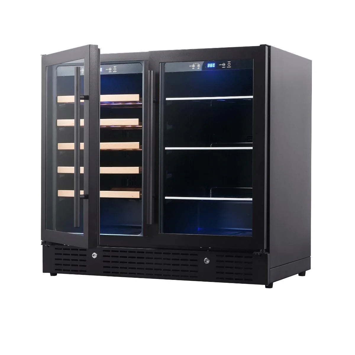 36" Wide Built-in/Freestanding Dual Zone Beer and Wine Cooler Combination with Low-E Glass Door (KBU190BW)