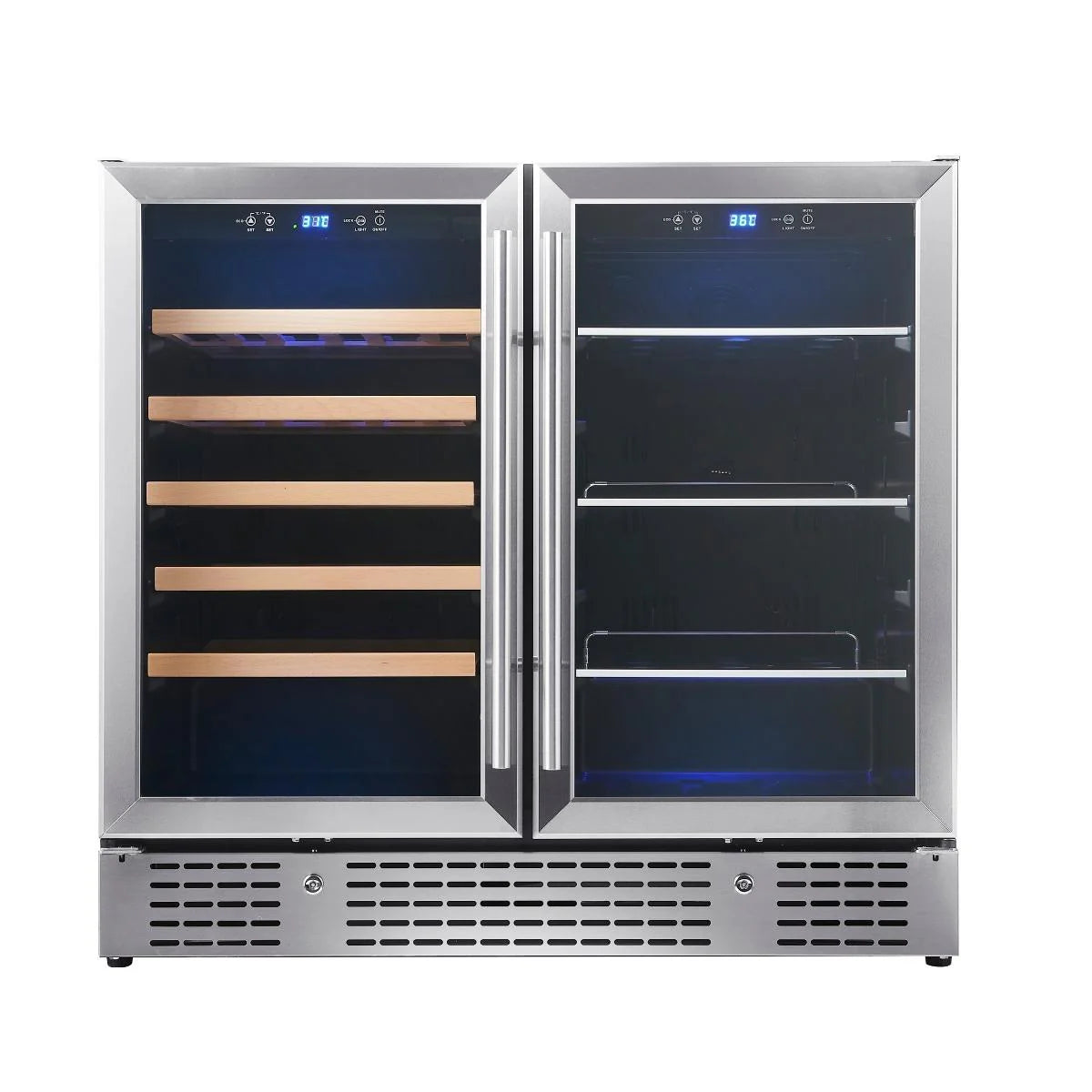 36" Wide Built-in/Freestanding Dual Zone Beer and Wine Cooler Combination with Low-E Glass Door (KBU190BW)