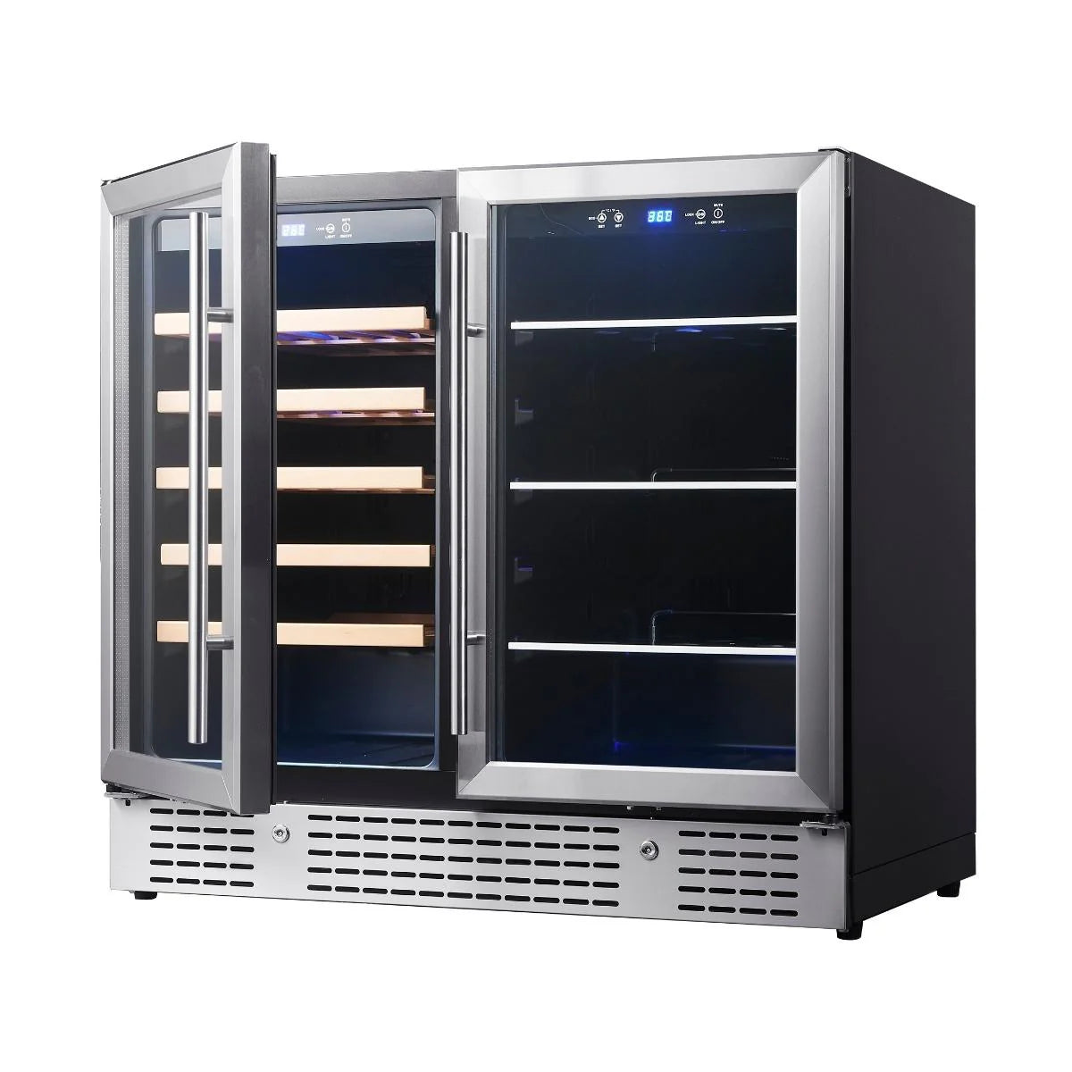 36" Wide Built-in/Freestanding Dual Zone Beer and Wine Cooler Combination with Low-E Glass Door (KBU190BW)