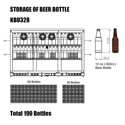 53" Built-in/Free Standing Heating Glass 3 Door Large Beverage Refrigerator (KBU328M)