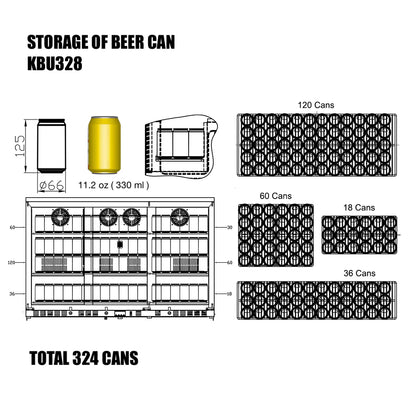 53" Built-in/Free Standing Heating Glass 3 Door Large Beverage Refrigerator (KBU328M)