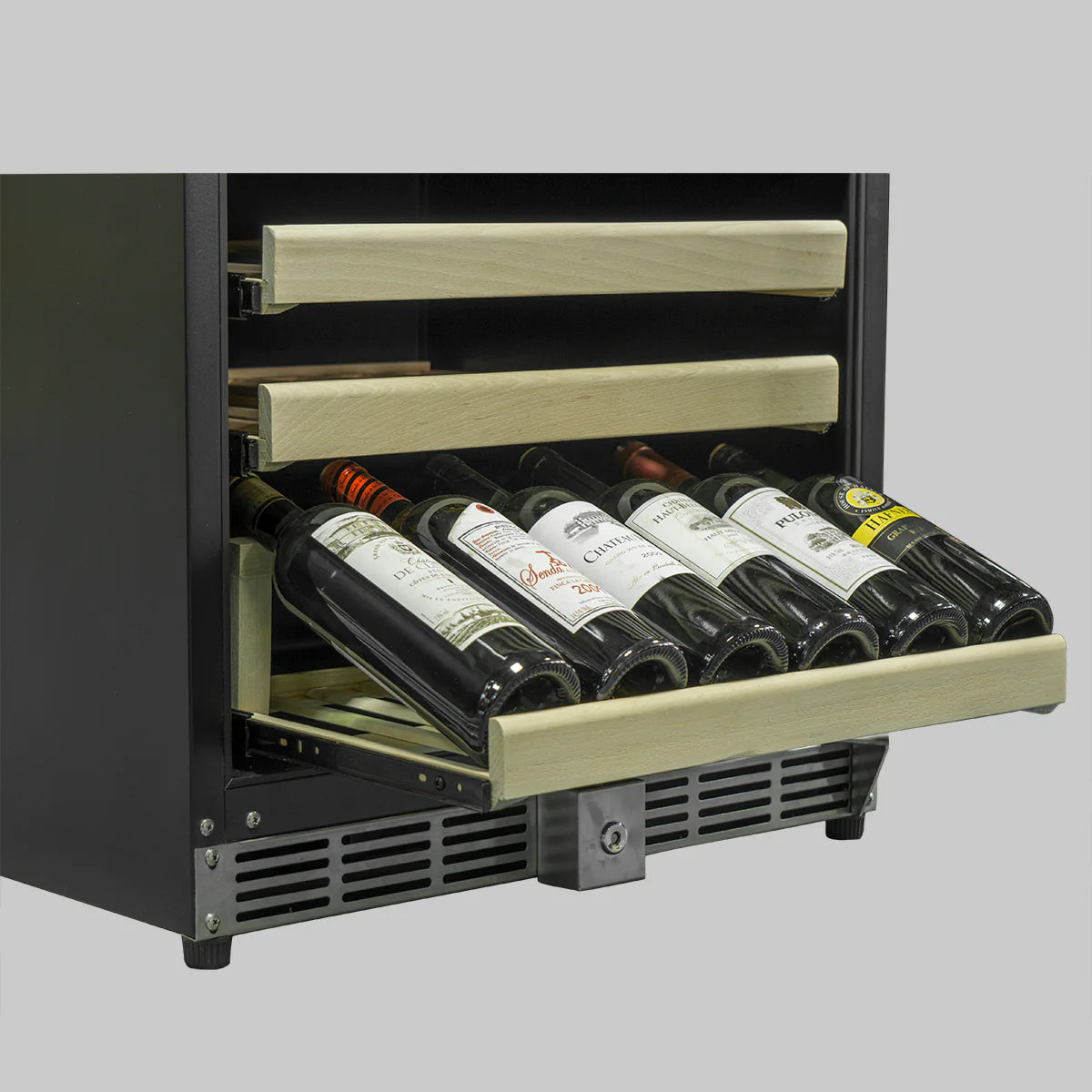 24" Wide 44 Bottles Built-In/Free Standing Under Counter Dual Zone Wine Cooler Drinks (KBU50DX)