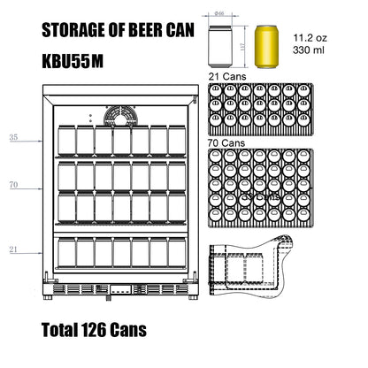 24" Wide Built-in/Freestanding Under Counter Beer Cooler Drinks Stainless Steel (KBU55M)