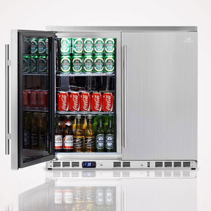 36" Wide Built-in/Freestanding Outdoor Beverage Refrigerator 2 Door For Home (KBU56ASD)