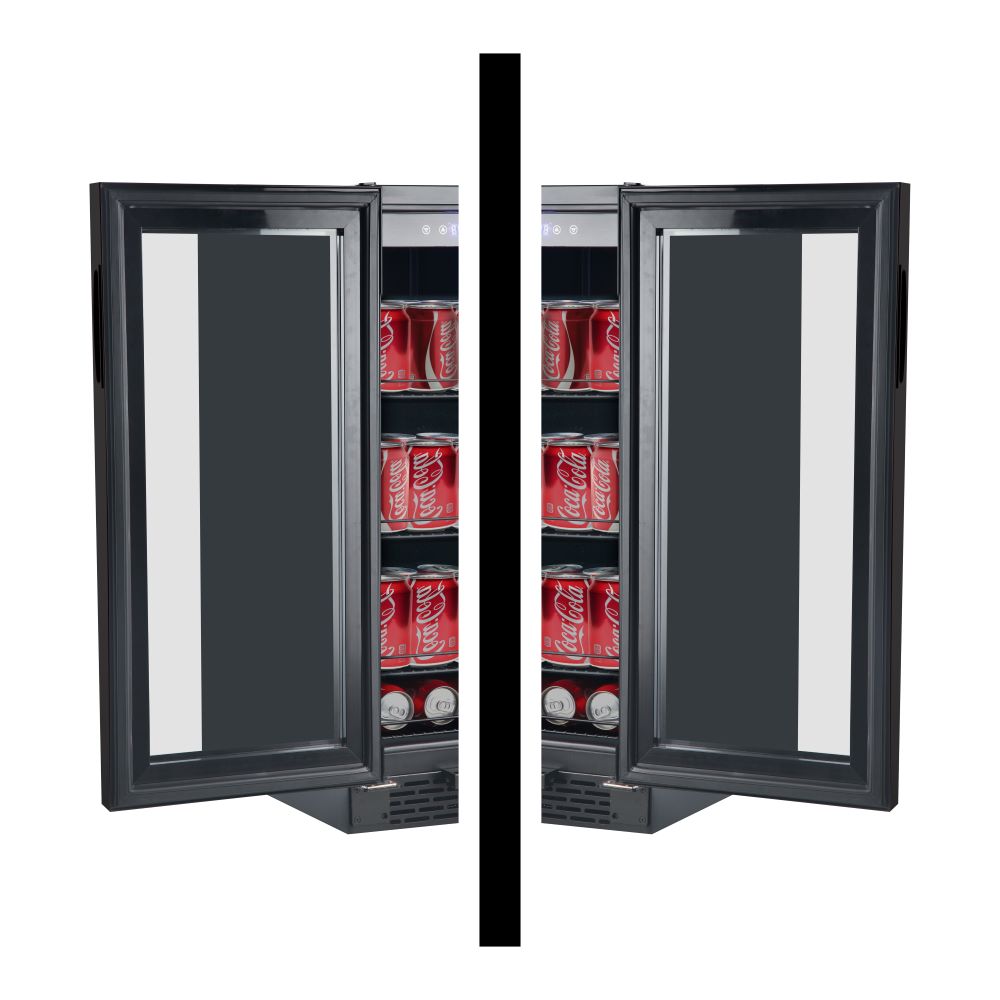 15″ Wide Built-in/Freestanding Black Glass 80-can capacity 3.4 cu ft. Beverage Refrigerator (BBR-801BG)