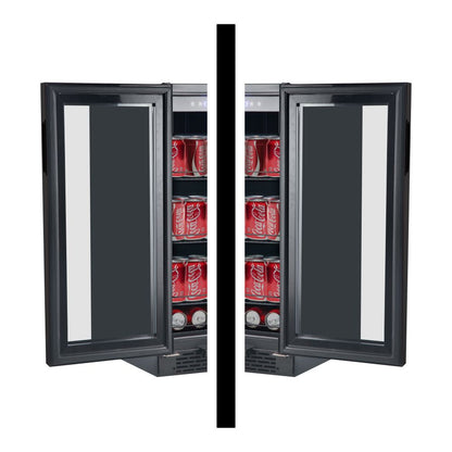 15″ Wide Built-in/Freestanding Black Glass 80-can capacity 3.4 cu ft. Beverage Refrigerator (BBR-801BG)