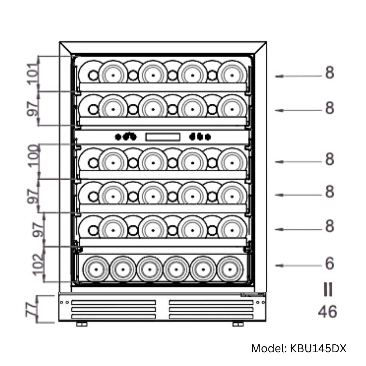 24" Wide Built-In/Freestanding LOW-E Glass Door Dual Zone Wine Cooler (KBU145DX)