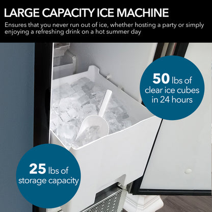 15″ Wide Built-In Ice Maker 80lb Capacity Clear Ice Cube with NSF Inline Water Filter (UIM-502SS)