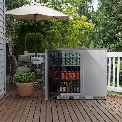 36" Wide Built-in/Freestanding Outdoor Beverage Refrigerator 2 Door For Home (KBU56ASD)