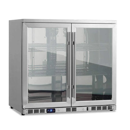 36" Wide Heating Glass 2 Door Built In Beverage Fridge (KBU56M)