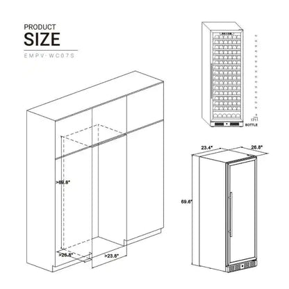 Empava Built-in/Freestanding Wine Cooler 70" Tall Wine Fridge (EMPV-WC07S)