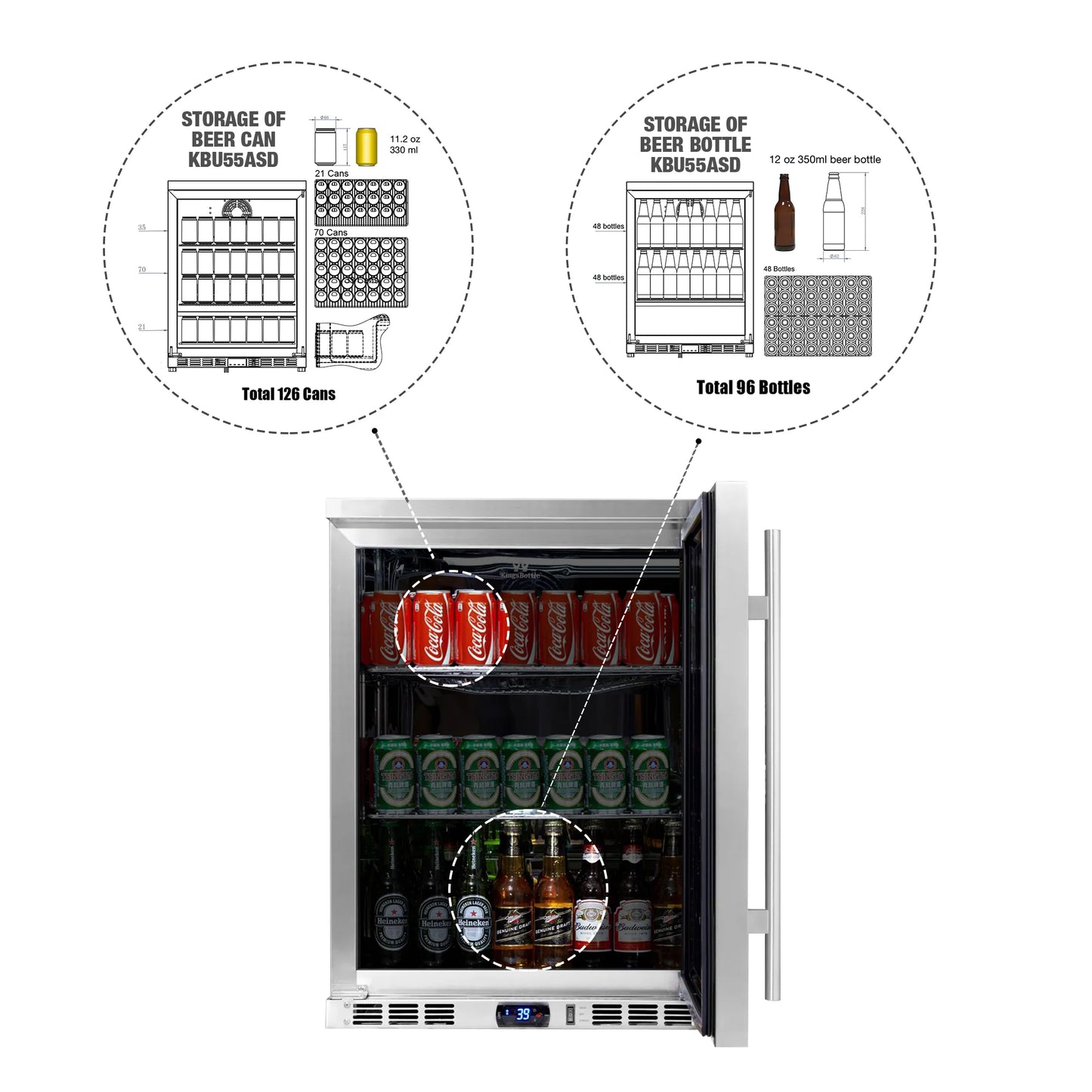 24" Wide  Built-in/Freestanding Outdoor Beer Fridge Cooler Stainless Steel (KBU55ASD)